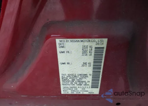 2014 Nissan Altima 2.5/2.5 S/2.5 Sl/2.5 Sv из США, поврежденный, VIN 1N4AL3AP0EC415212